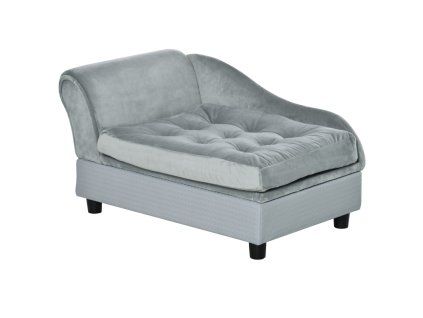 Pohovka pro psy s úložným prostorem, světle šedá (pes do 5 kg a 50 cm)