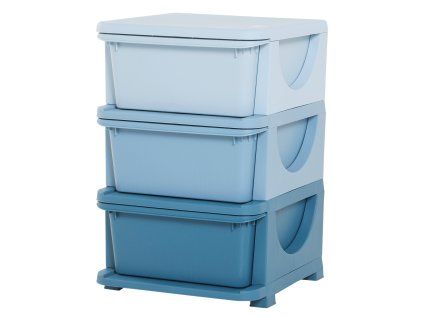 Dětská zásuvková skříňka (organizér) s úložnými boxy na hračky, modrá 37 x 37 x 56,5 cm