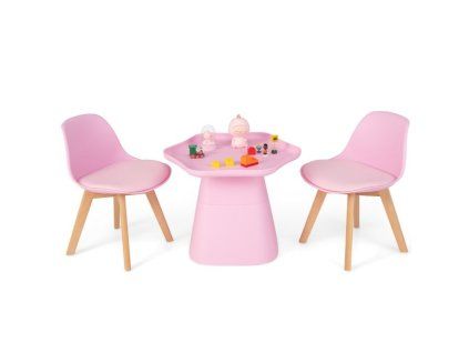 Set dětského stolku s polstrovanými židlemi, plast/dřevo