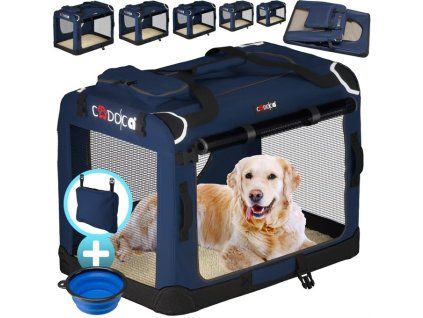 Skládací cestovní box pro psy XL, modrý