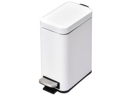 Odpadkový koš s nožním pedálem, obdélníkový, bílý, 5 l - POŠKOZENÝ
