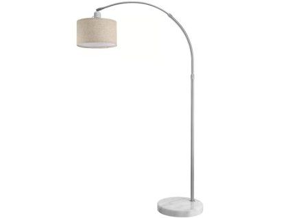 Oblouková lampa nastavitelná, mramorová základna, béžové stínidlo